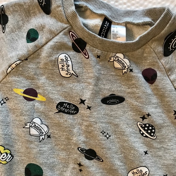H&M Divided Sweater Aliens UFOs S Yin Yang Cosmic - Picture 3 of 7